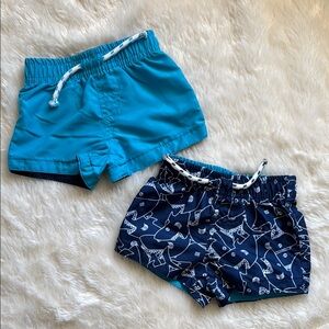 PRIMARK - set of 2 Blue/Shark Swim Shorts 0-3 Months